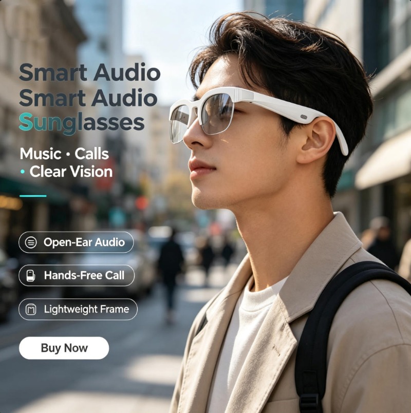 Audio Music To Video - Open‑Ear Smart Audio Sunglasses Bluetooth 5.3