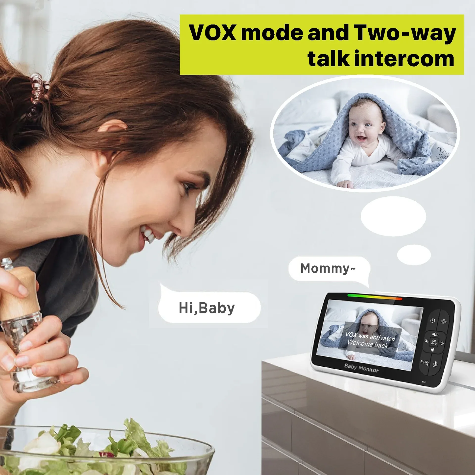 5.0 Inch Video Baby Monitor Wi - Audio Music To Video 评论和价格