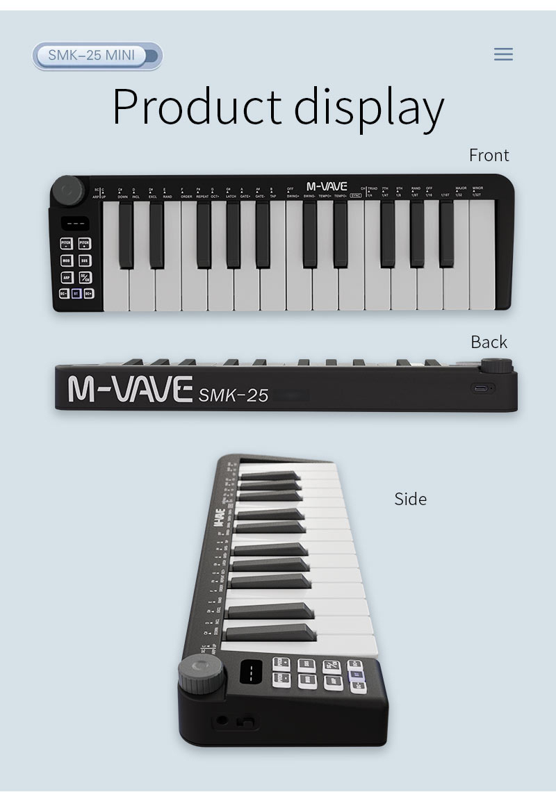 M-VAVE-Mini Teclado MIDI Recar - Midi Controller Pad 评论和价格