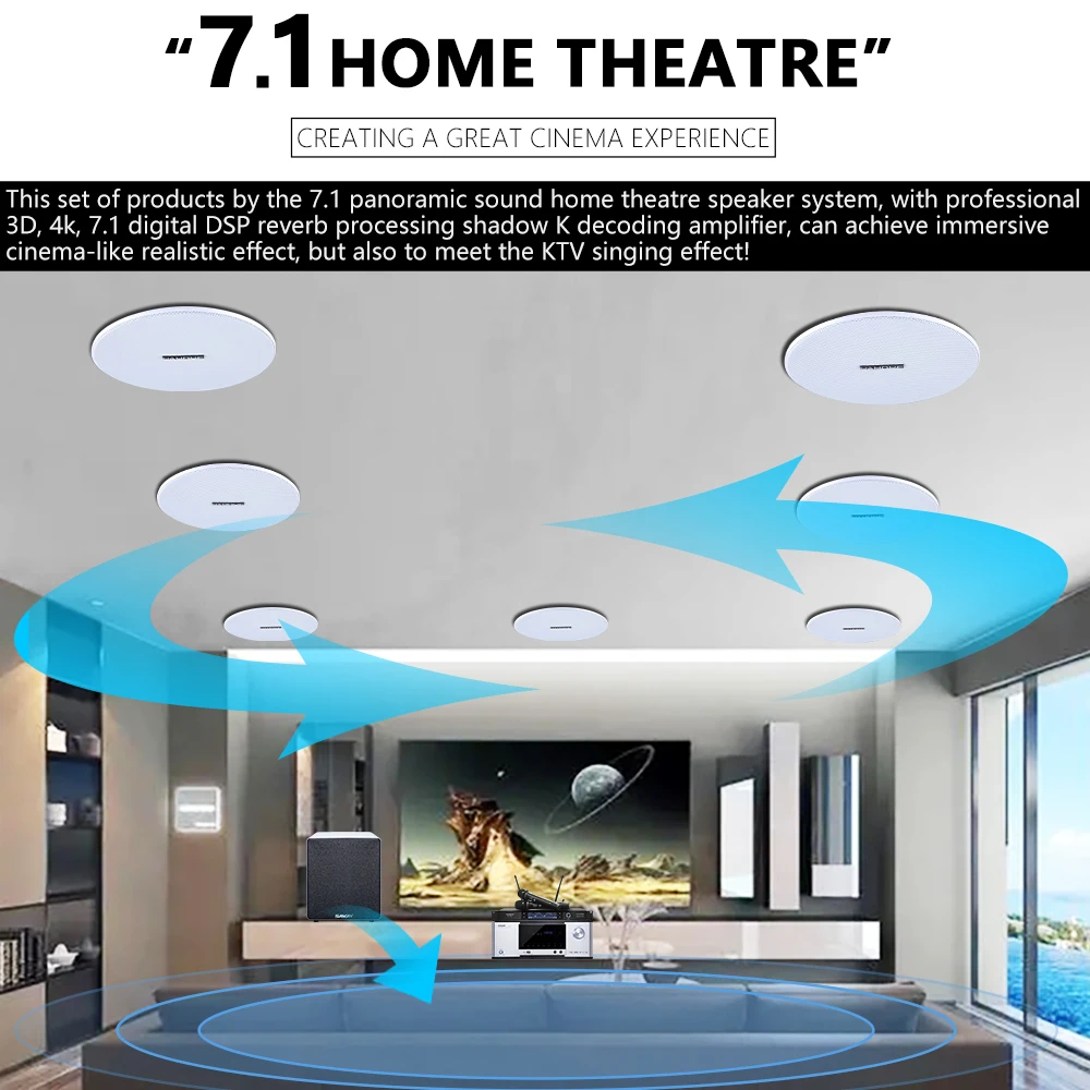 7.1 Home Theater Ceiling Speak - Audio Music Background 评论和价格