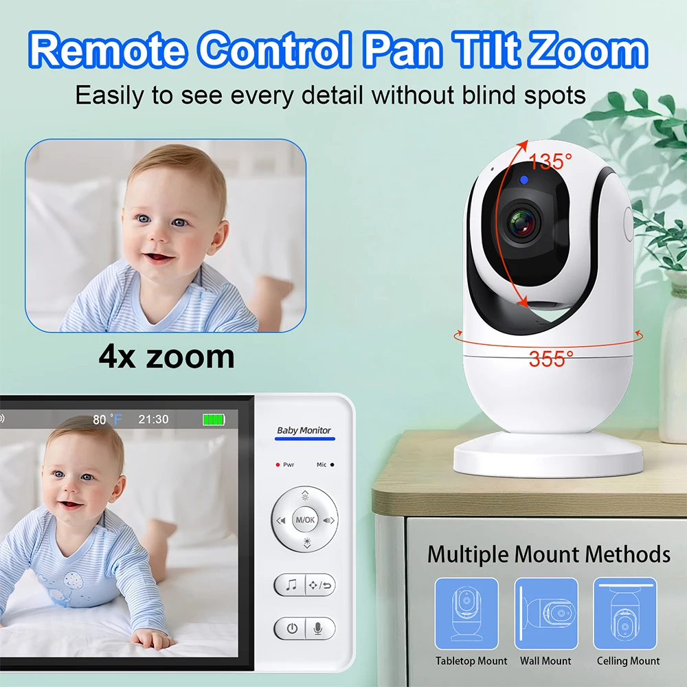 No WiFi 7 Inch Baby Monitor 2- - Audio Music To Video 评论和价格