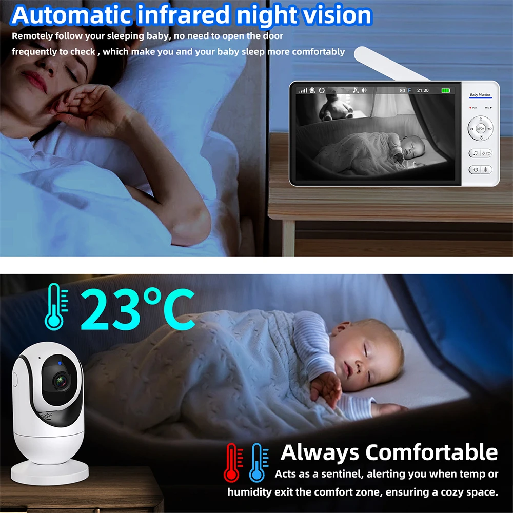 No WiFi 7 Inch Baby Monitor 2- - Audio Music To Video 评论和价格