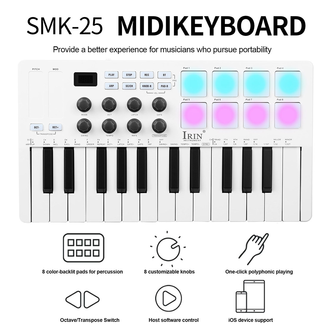 SMK-25  Portable Keyboard MIDI - Midi Controller Pad 评论和价格